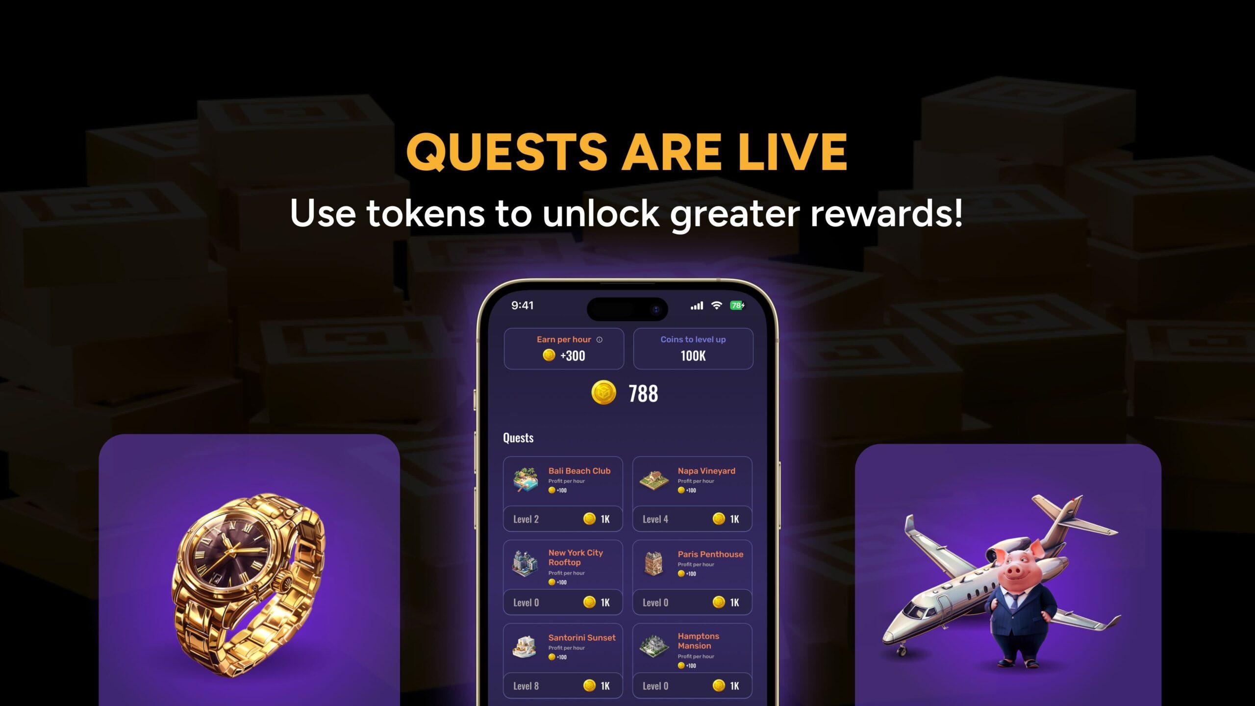 Explore Quests for enhanced rewards in the treasure tapping game of the year!